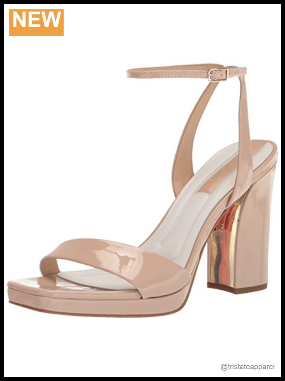 Nappa Leather Ankle Strap Block Heel Square Toe Sandal